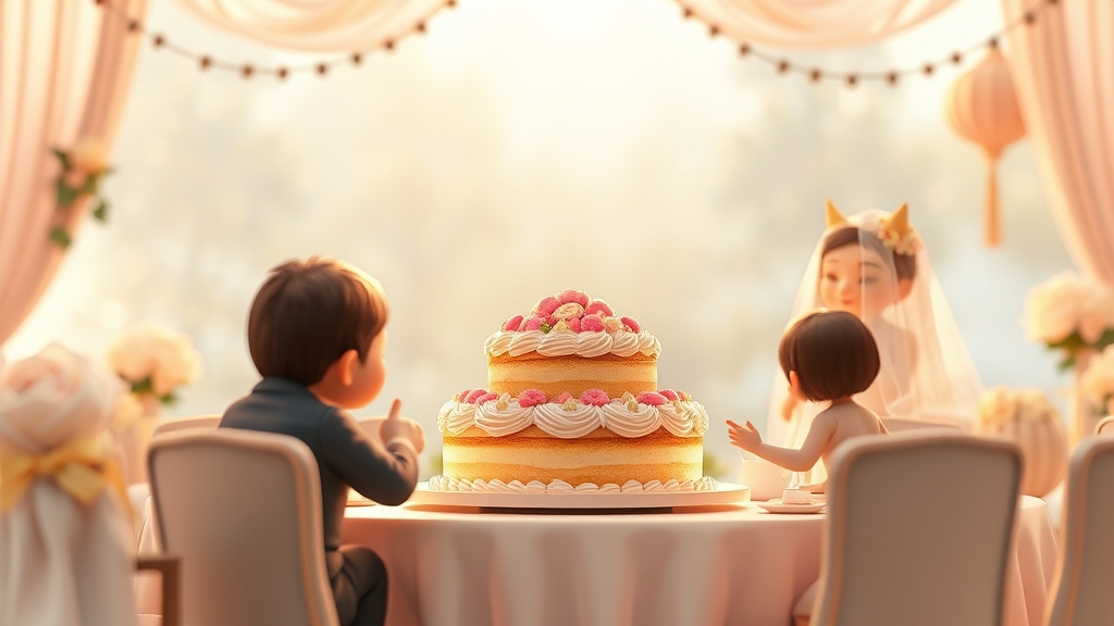 Ilustrație editorială 3D despre cum alegi tortul de nuntă după meniu, sezon și numărul de invitați: pași simpli